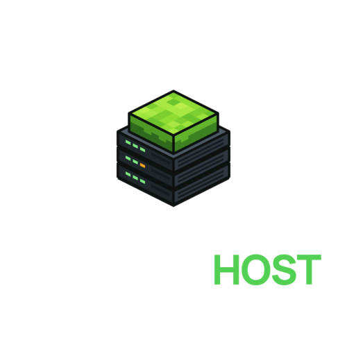Logo MinecraftHost na výšku pre tmavé pozadie
